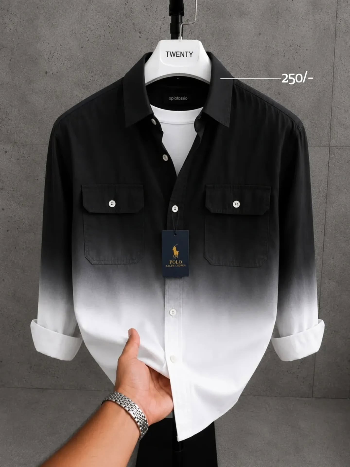 Men's Premium Olive Green Ombre Full Sleeve Cotton Shirt | Stylish Casual Gradient Button-Down Shirt - Image 3