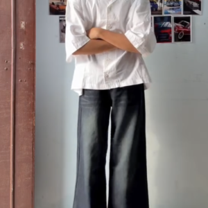Boys' Premium White Cuban Collar Shirt & Black Wide-Leg Trouser Co-Ord Set | Trendy Casual Outfit